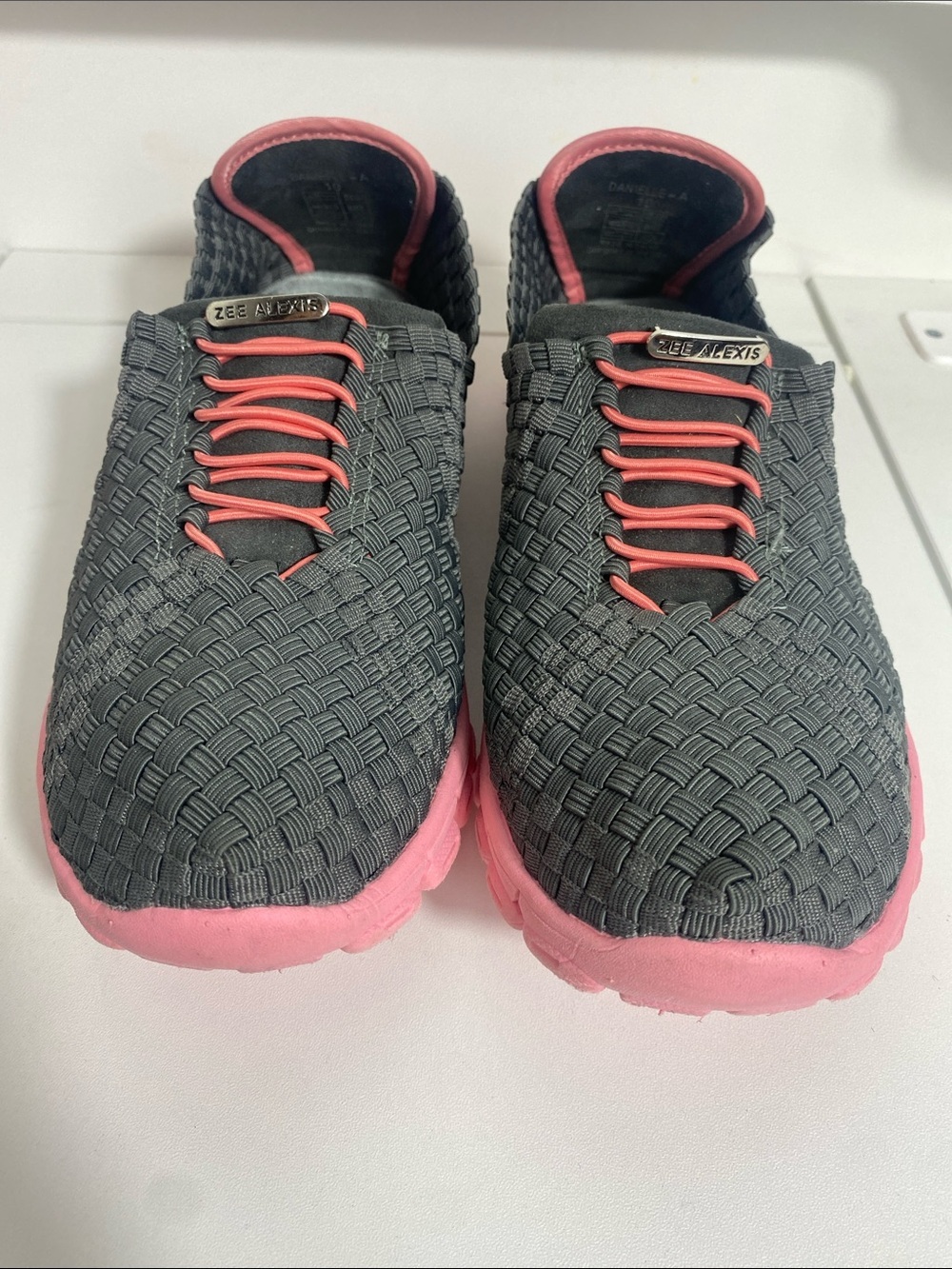 Zee Alexis Gray Woven Slip-On Sneakers with Pink Accents Size 10 - Picture 14 of 16